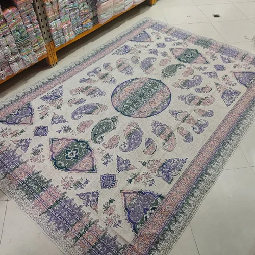 زیرسفره سوپر گلشن یزد جنس مخمل شانل کد ۰۳۱  (۶ متری) ترکیب زیبای بنفش و گلبهی مانند